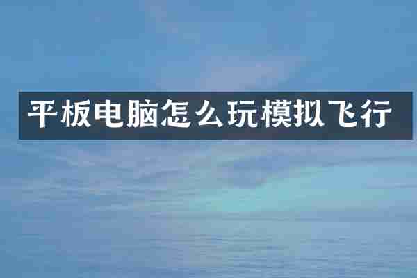 平板电脑怎么玩模拟飞行