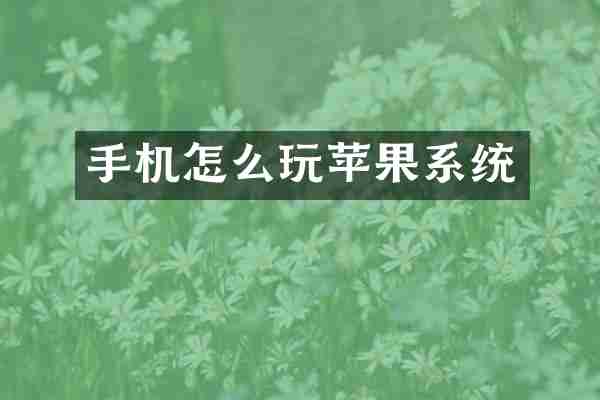 手机怎么玩苹果系统