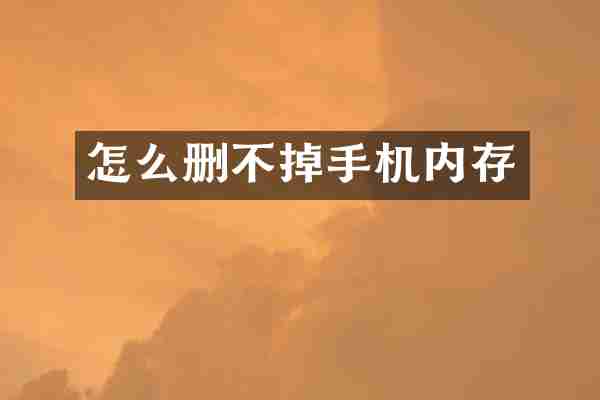 怎么删不掉手机内存