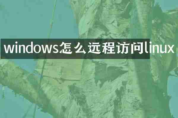 windows怎么远程访问linux
