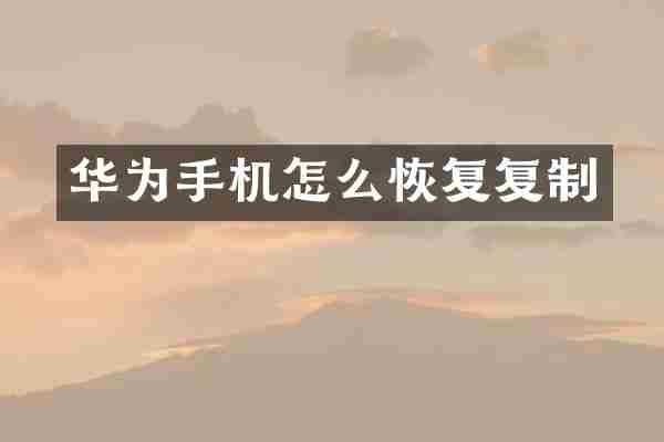 华为手机怎么恢复复制