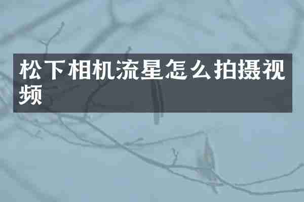 相机流星怎么拍摄视频