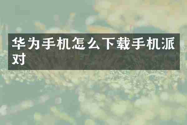 华为手机怎么下载手机派对