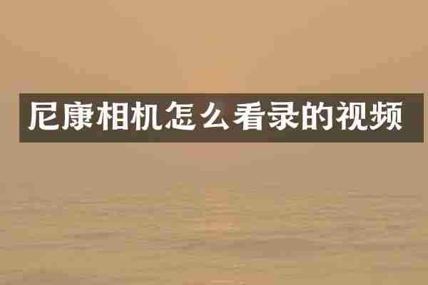 尼康相机怎么看录的视频