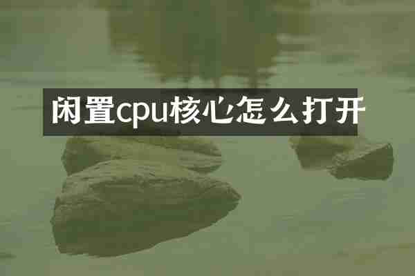 闲置cpu核心怎么打开