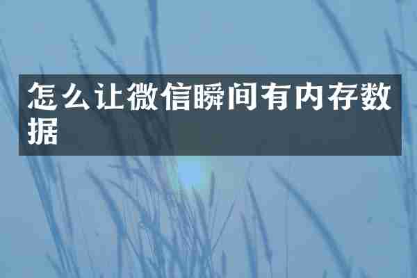 怎么让微信瞬间有内存数据