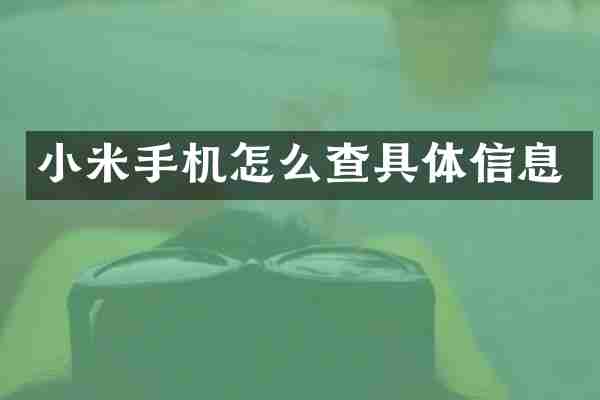 小米手机怎么查具体信息