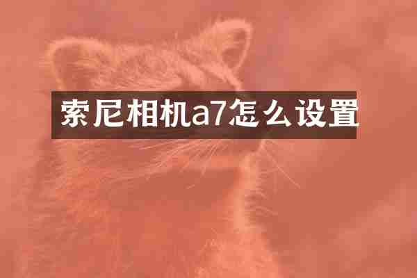 相机a7怎么设置