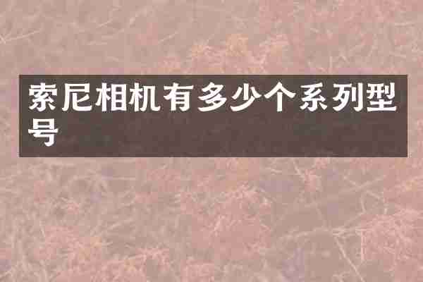 索尼相机有多少个系列型号