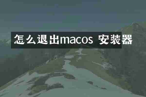 怎么退出macos 安装器