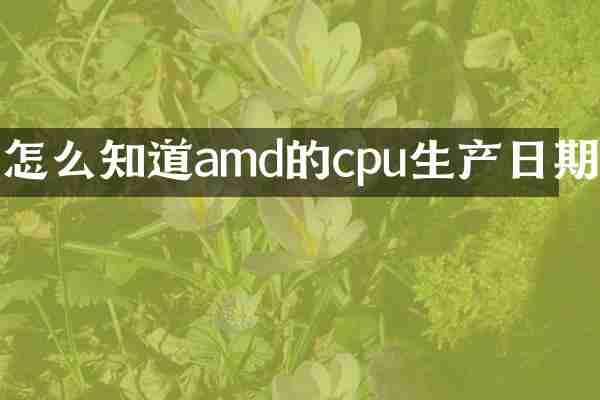 怎么知道amd的cpu生产日期