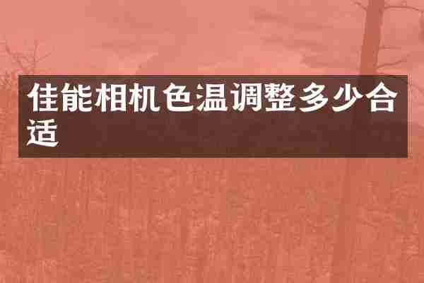 佳能相机色温调整多少合适