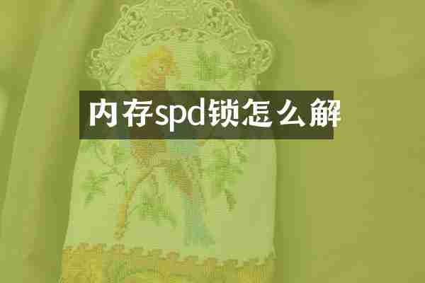 内存spd锁怎么解