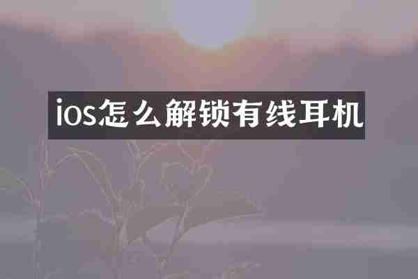 ios怎么解锁有线耳机
