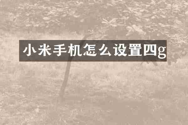 小米手机怎么设置四g