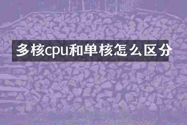 多核cpu和单核怎么区分