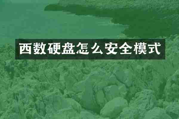 西数硬盘怎么安全模式
