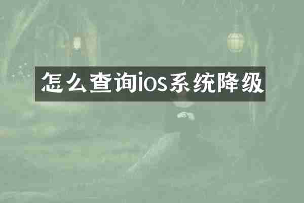 怎么查询ios系统降级