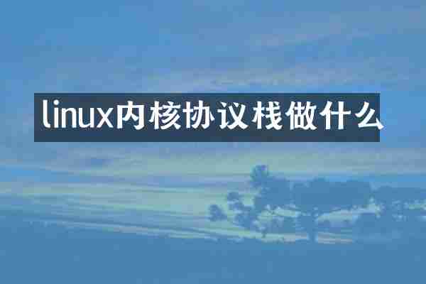 linux内核协议栈做什么