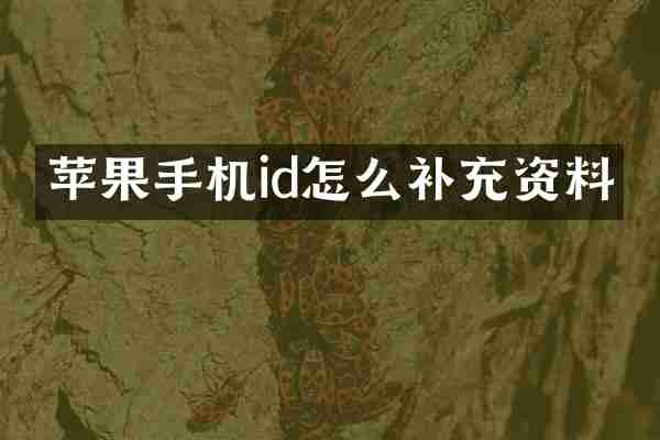 苹果手机id怎么补充资料