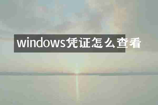 windows凭证怎么查看