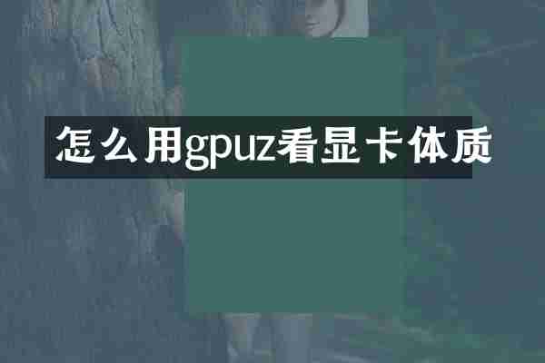 怎么用gpuz看显卡体质