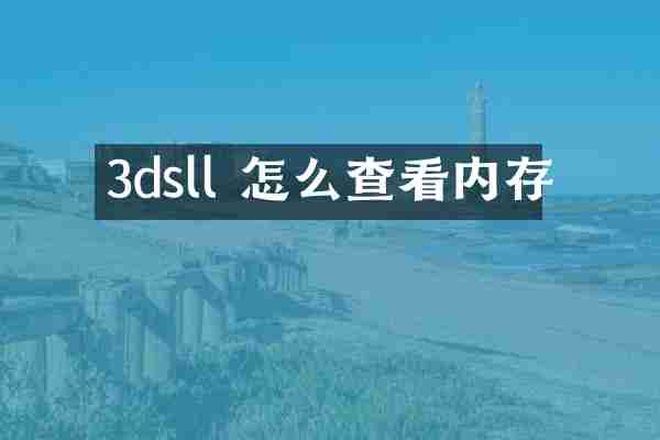 3dsll 怎么查看内存