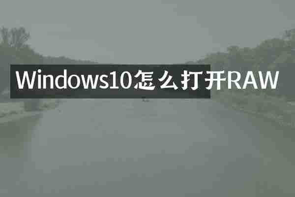 Windows10怎么打开RAW