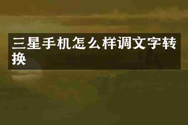 三星手机怎么样调文字转换