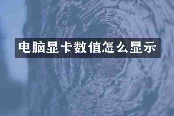 电脑显卡数值怎么显示