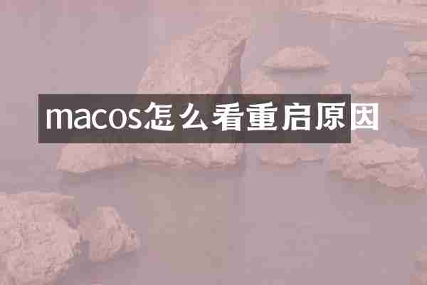 macos怎么看重启原因