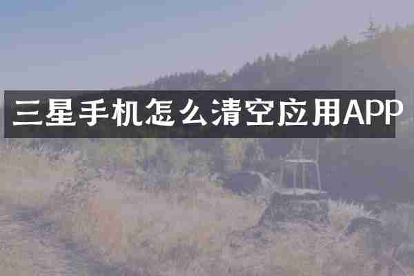 三星手机怎么清空应用APP