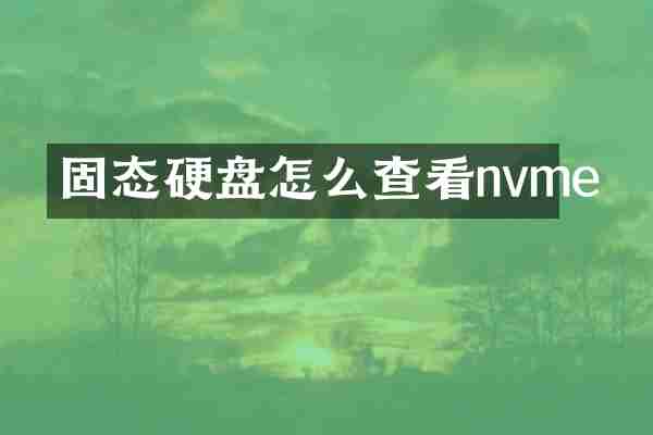 固态硬盘怎么查看nvme