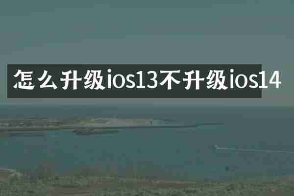 怎么升级ios13不升级ios14