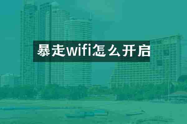 暴走wifi怎么开启