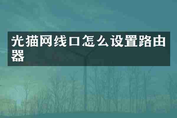 光猫网线口怎么设置路由器