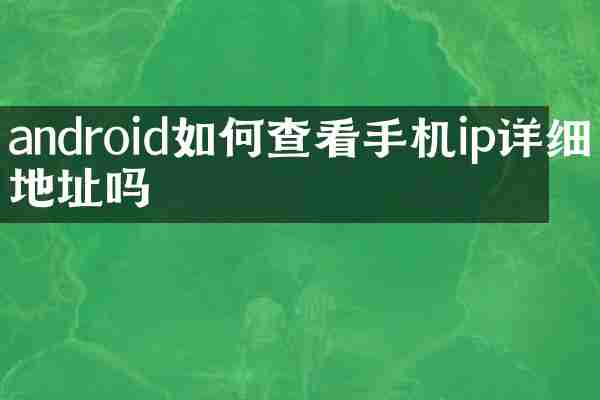 android如何查看手机ip详细地址吗
