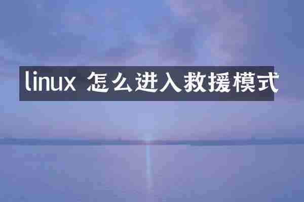 linux 怎么进入救援模式
