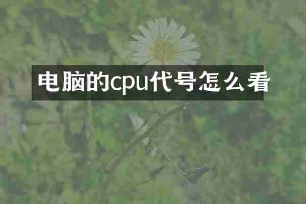 电脑的cpu代号怎么看