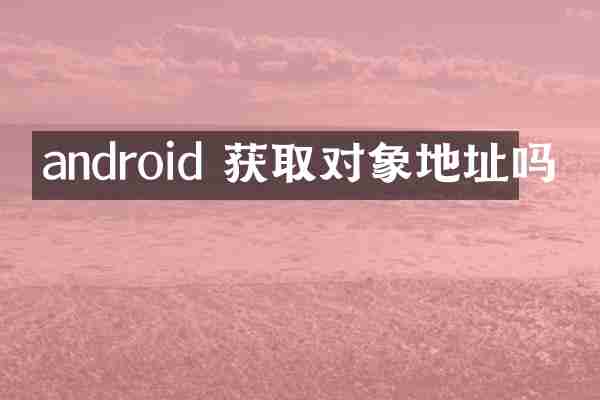 android 获取对象地址吗