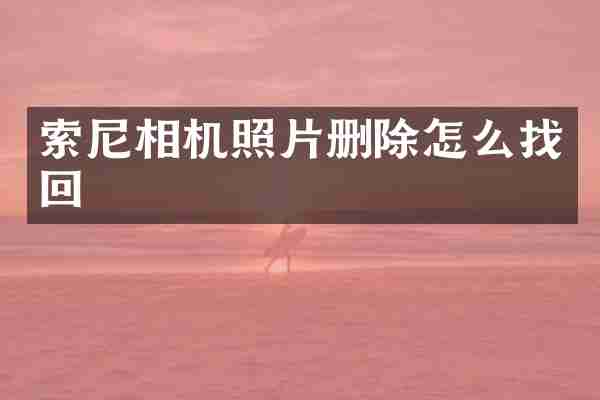 索尼相机照片删除怎么找回