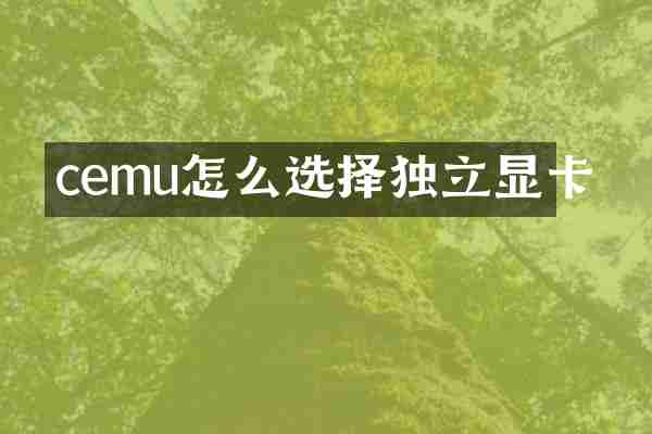 cemu怎么选择独立显卡