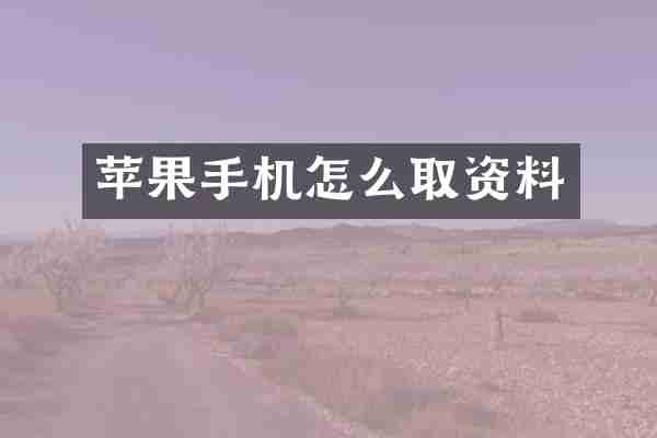 苹果手机怎么取资料