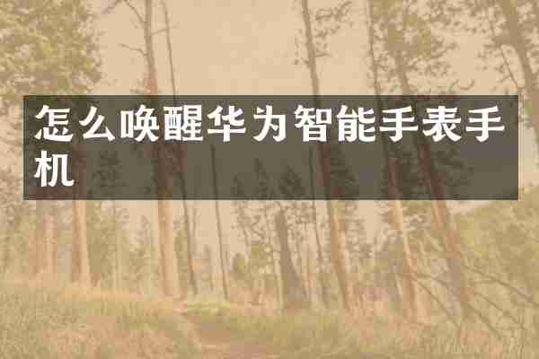 怎么唤醒华为智能手表手机