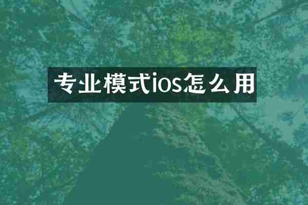 专业模式ios怎么用