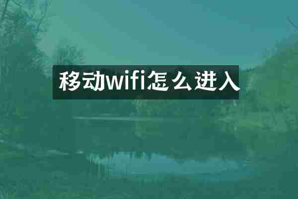 移动wifi怎么进入