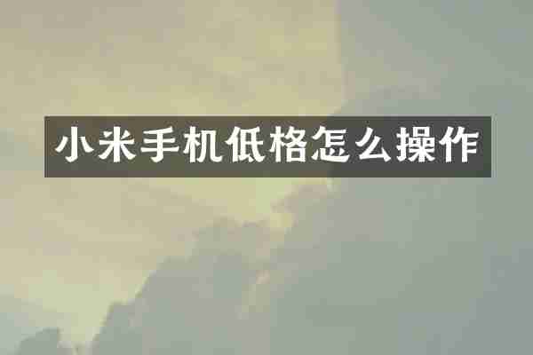 小米手机低格怎么操作