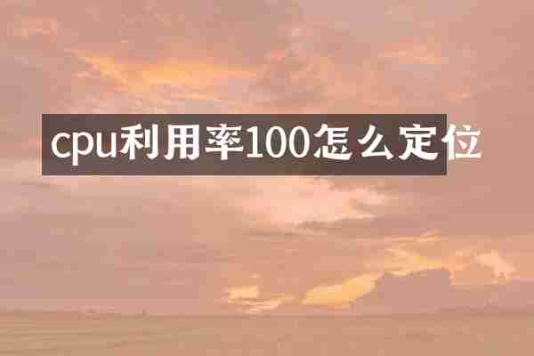 cpu利用率100怎么定位