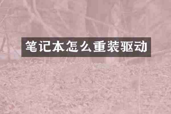 笔记本怎么重装驱动