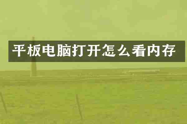 平板电脑打开怎么看内存
